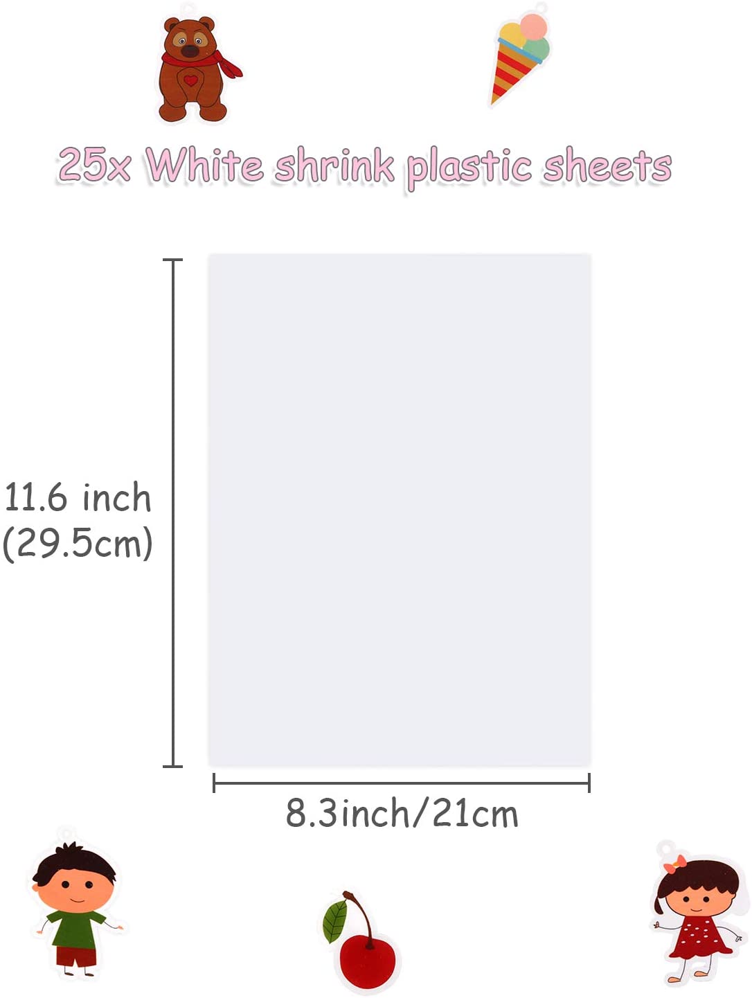 Auihiay 25 Sheets White Printable Shrink Plastic Sheets,Shrink Dink Paper for DIY,Shrink Films Papers for Inkjet Printer Kids DIY Art and Craft